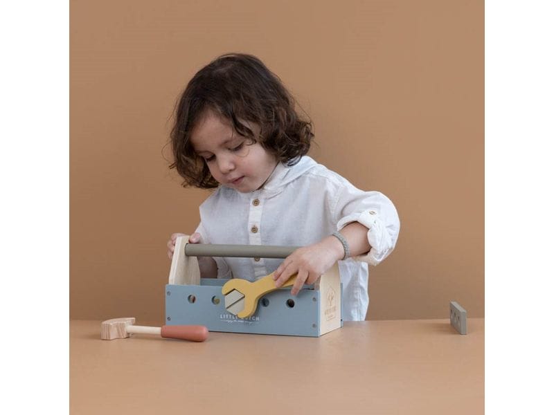 Little Dutch Handwerker Toolbox Holz Werkzeugkasten Handwerker-Spielset für Kinder