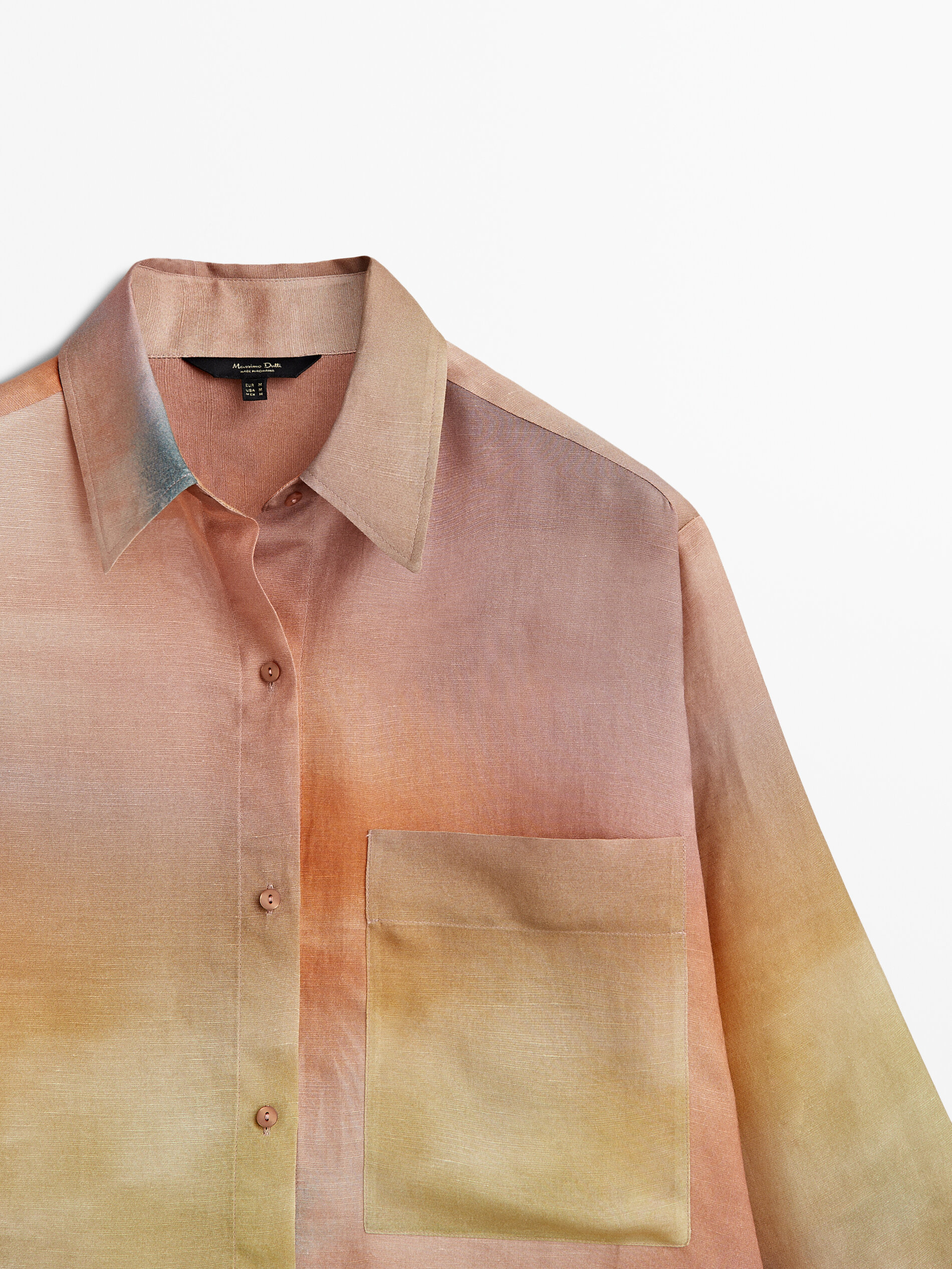 Camisa estampada com bolso - LARANJA