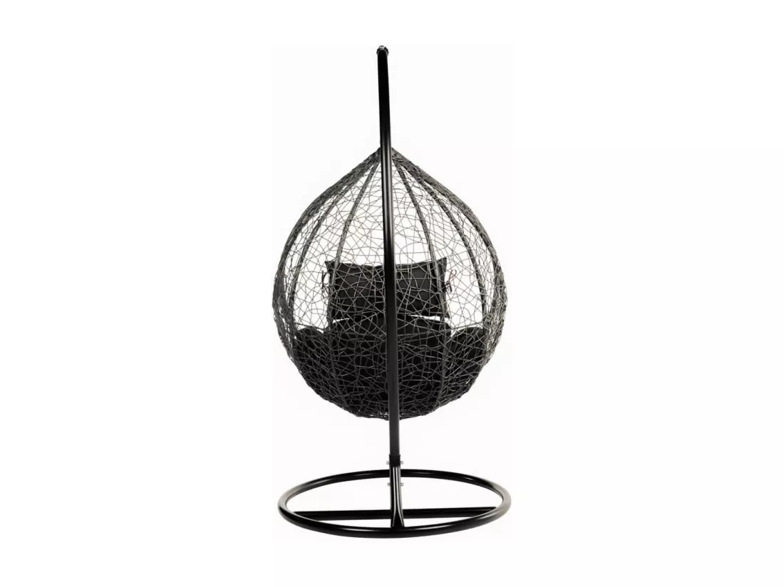 HOME DELUXE - Chaise suspendue Cielo - noir, hauteur 200 cm - avec housse de pluie, cadre, coussins d'assise et de dossier I chaise suspendue en polyrotin balançoire de jardin panier suspendu