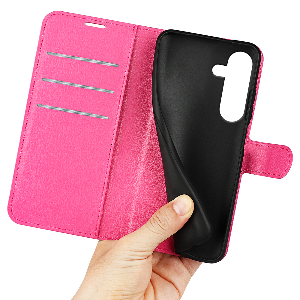Samsung Galaxy S25 FE Leder Tasche Flip Cover Litchi Look - Pink