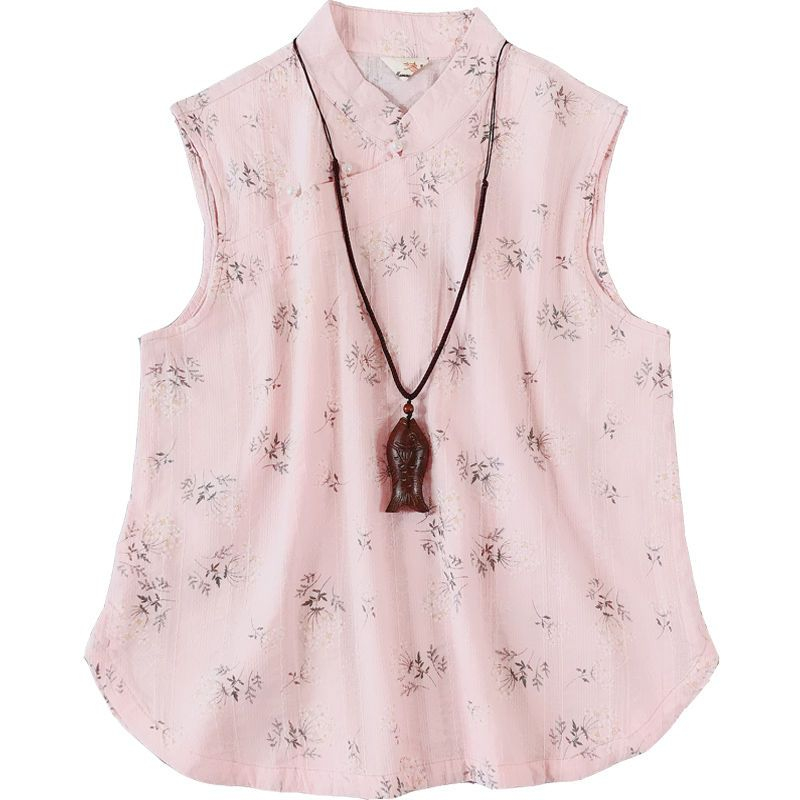 CosmoCorner - Traditionele Chinese mouwloze top met bloemenmotief en knopen