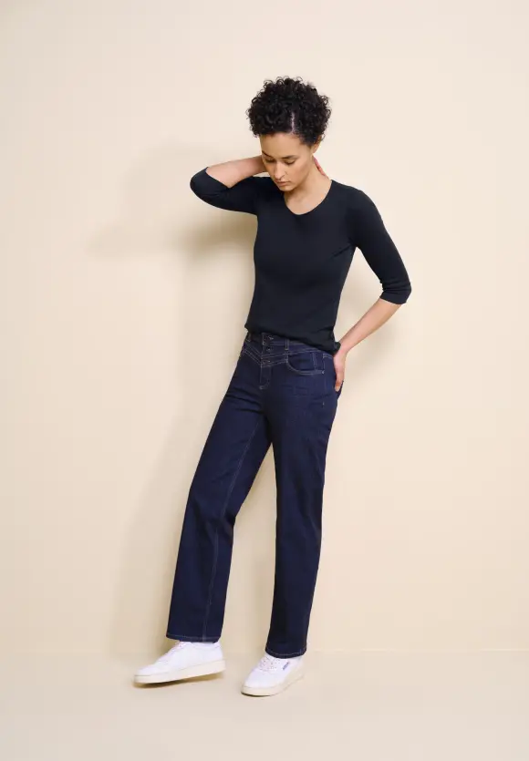 Shirt in Unifarbe - deep blue