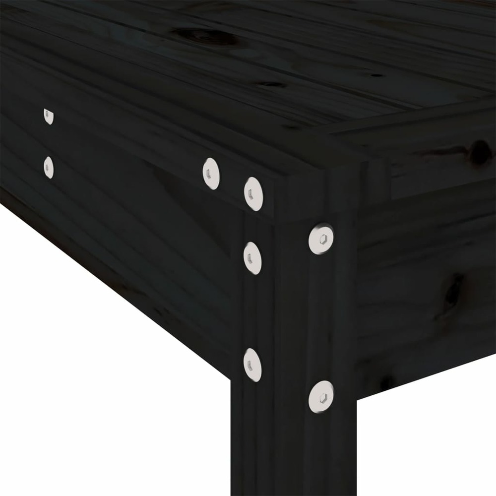 Ensemble à dîner de jardin 17 pcs noir bois massif de pin