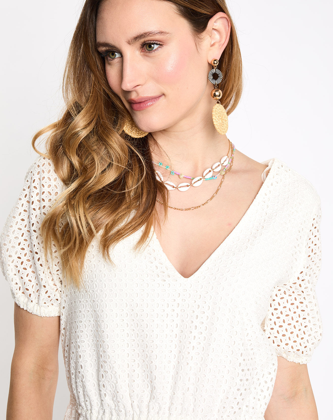 Esprit Robe céremonie crochet col v blanche