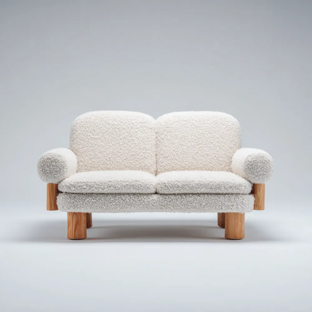 2-Sitzer-Sofa Teddy-Stoff 150x90x80 cm - Cremeweiß - Skandinavisches D