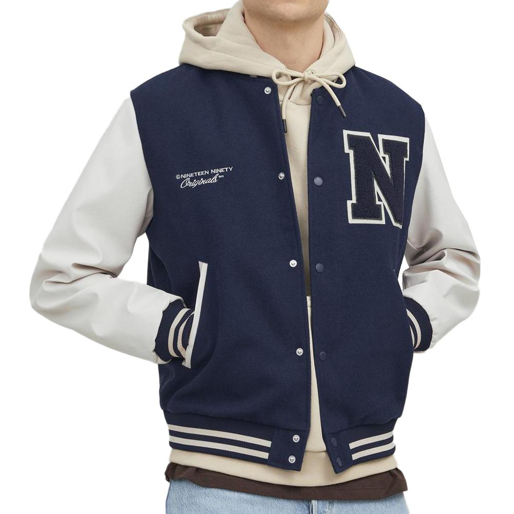 Jack & Jones Veste Beige/Marine Homme Jack & Jones Wool Bomber