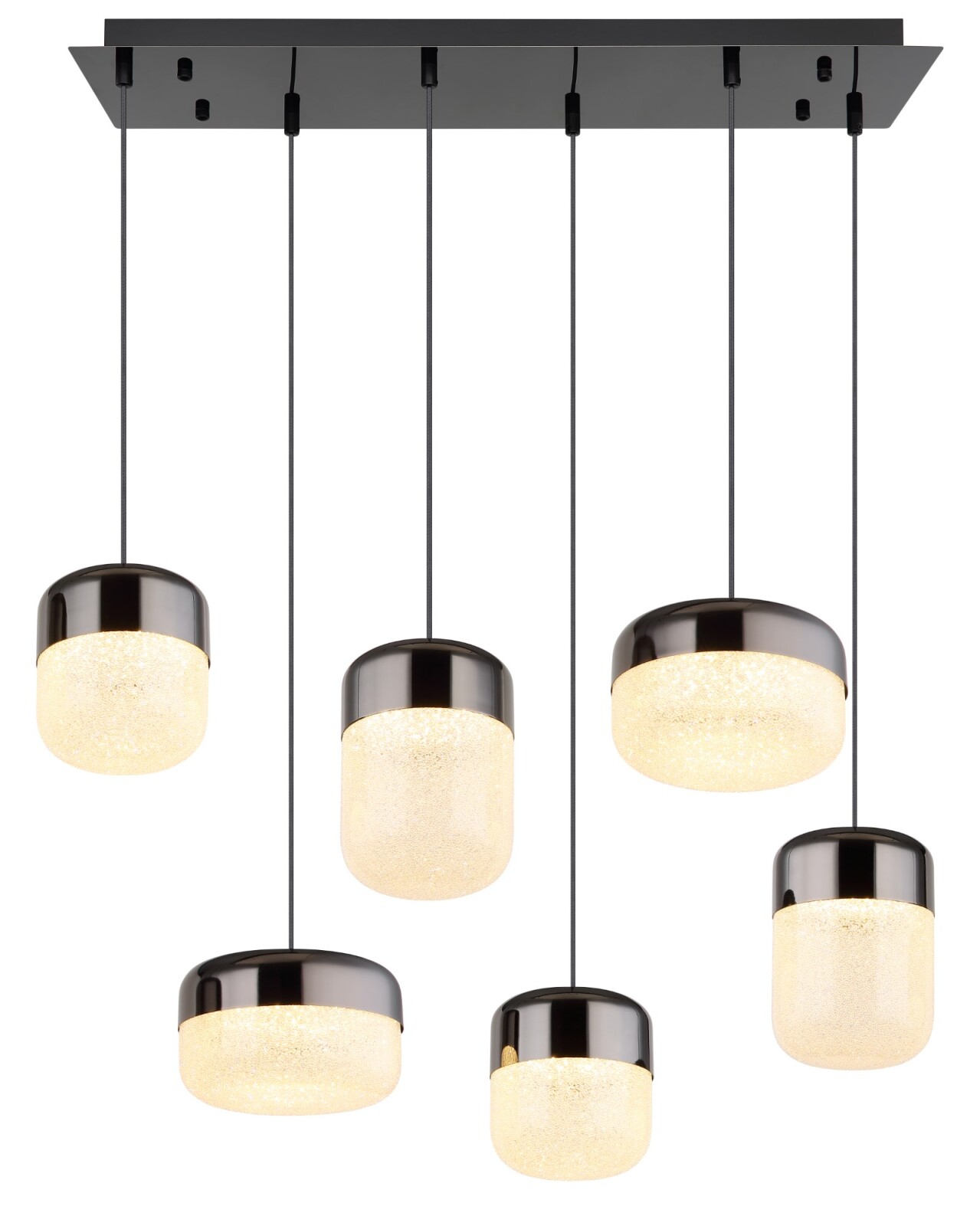 LED-Hängeleuchte - graphit matt - K9 Kristalle - 6-flammig