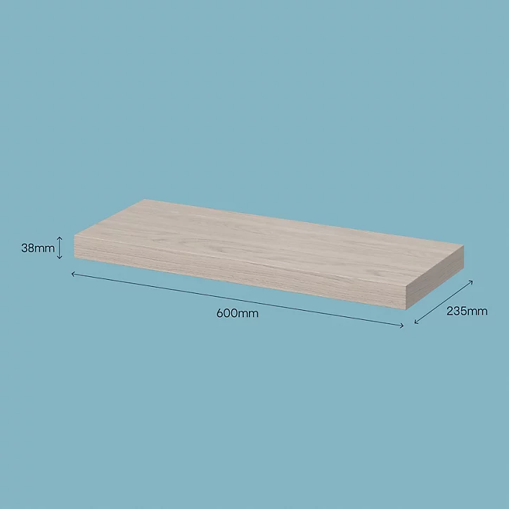 Tablette murale avec fixation invisible GoodHome Cusko effet chêne clair 60 cm
