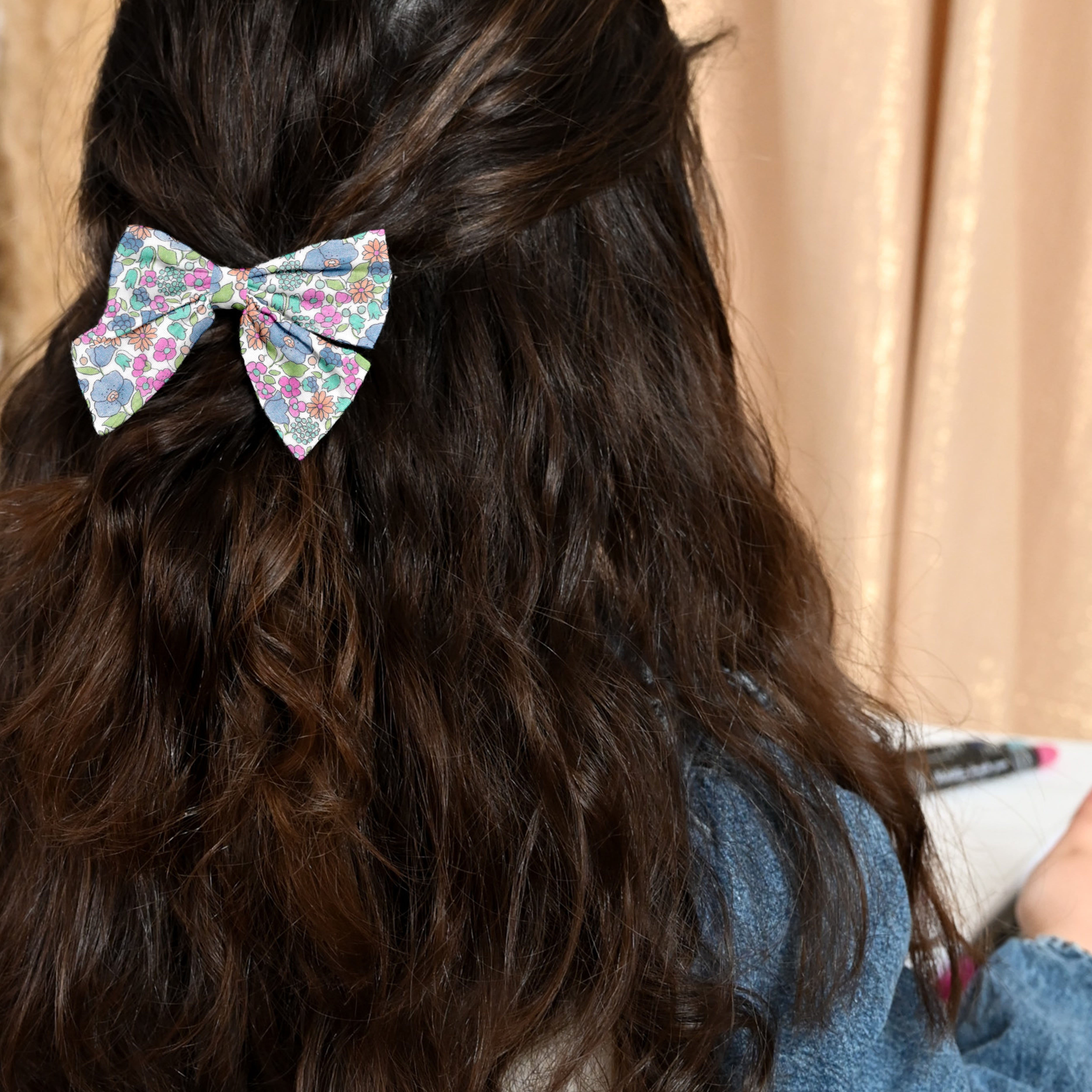 Barrette Noeud Papillon Pastel Fleuri