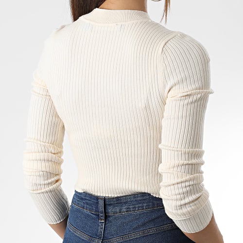 Pull Crop Femme Gold Rib 10271056 Beige