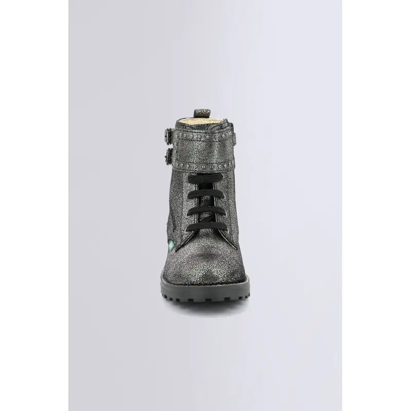 GROOROCK GRIS FONCE METALLISE BOTTINES Cuir Fille