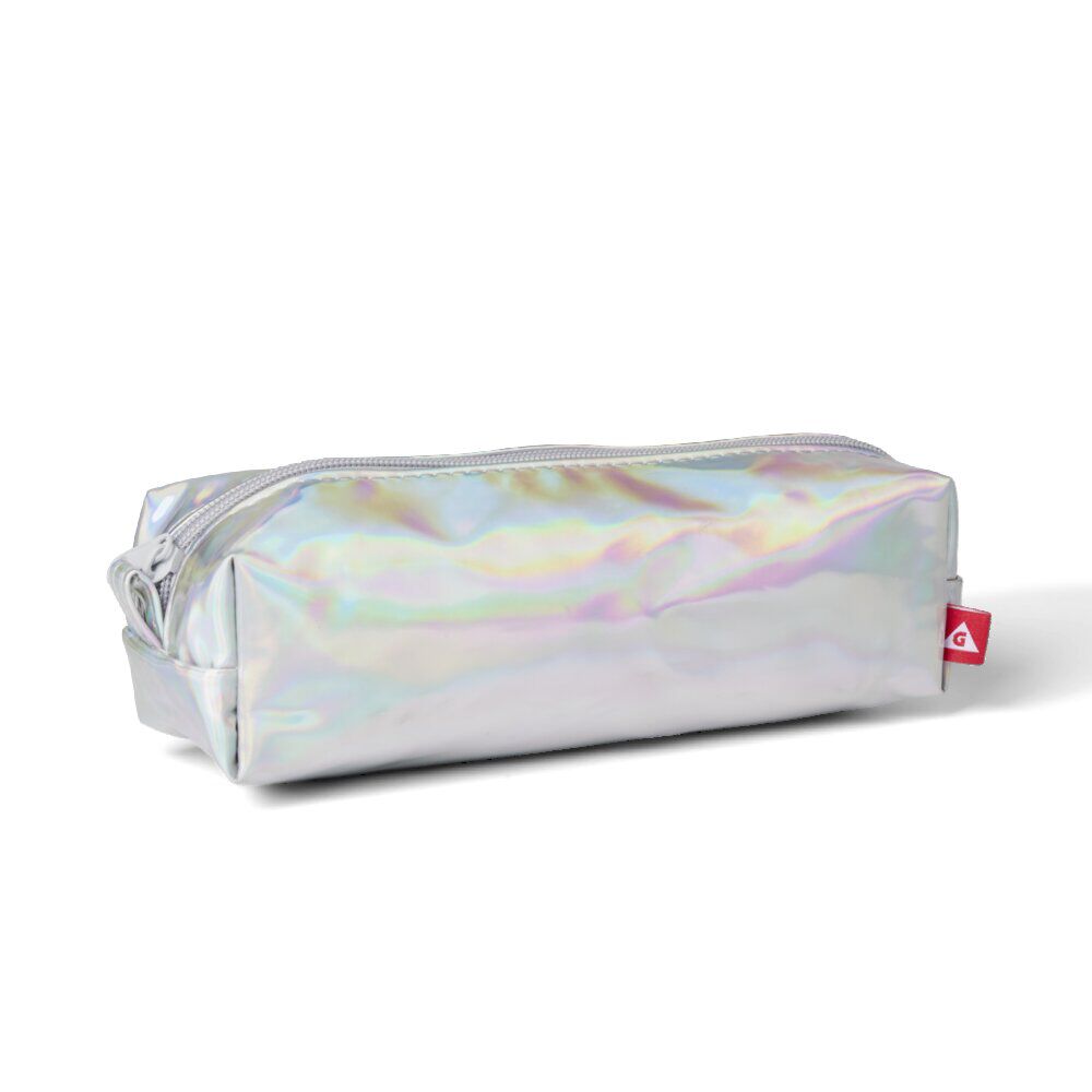 Trousse plastique transparente effet holographique 21x6,5cm