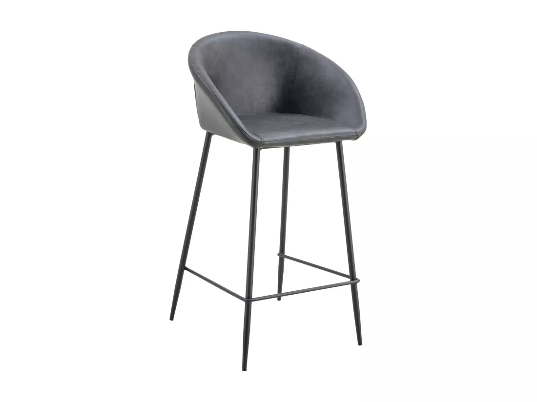 Lot de 2 tabourets de bar en simili gris foncé ACHILLE - HAPPY GARDEN