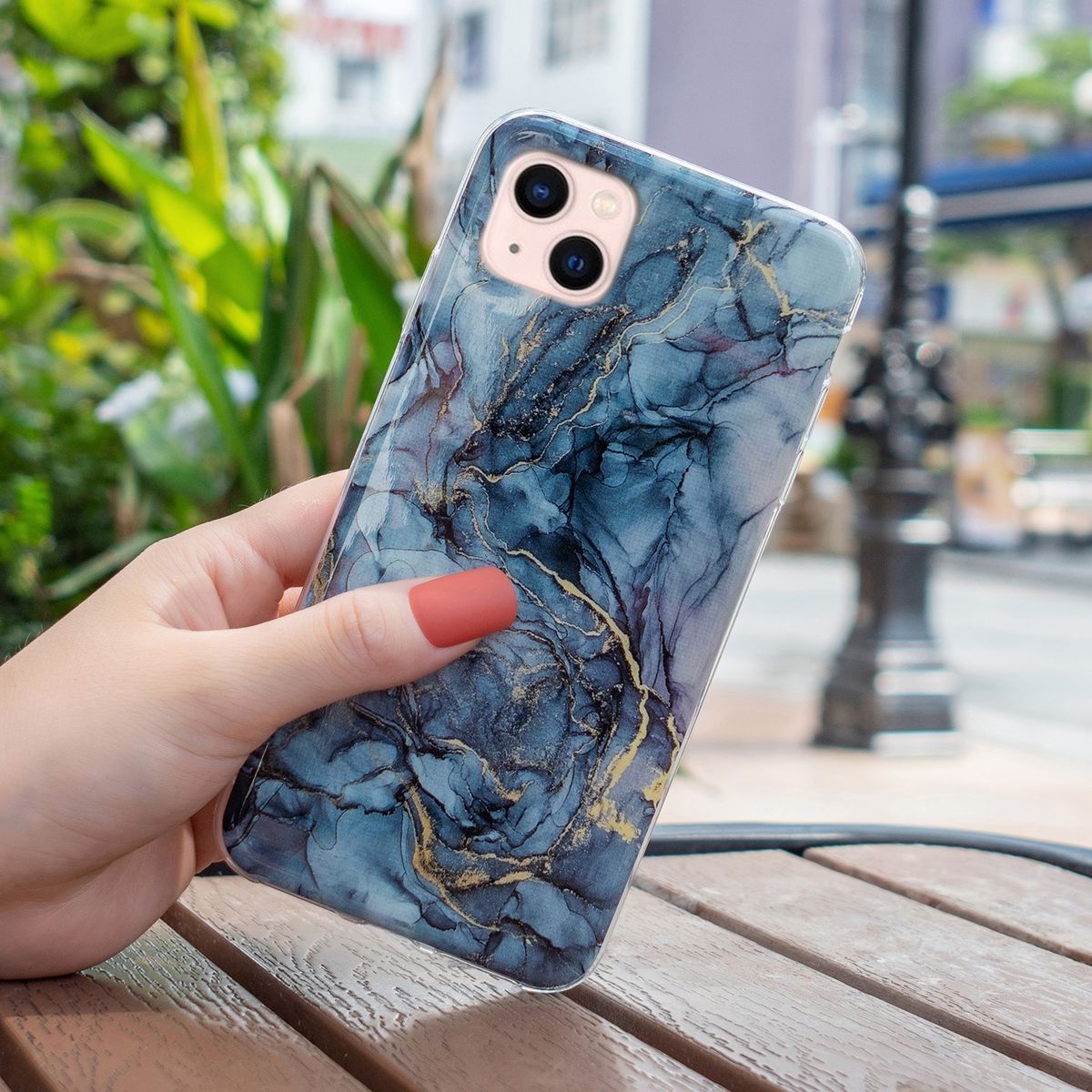 Schutz Handy Hülle für Apple iPhone 15 Plus Case Cover Marmor Bumper Etui Schale