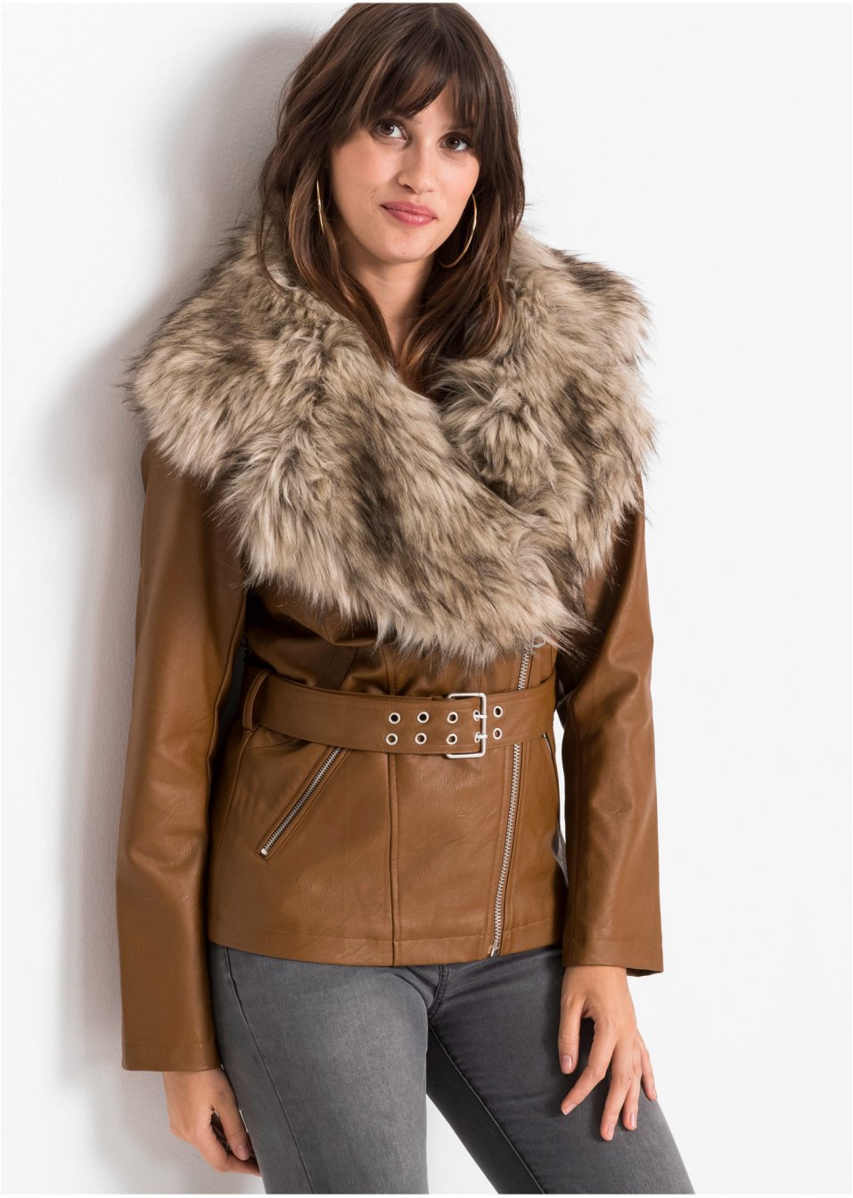 Veste avec col en synthétique