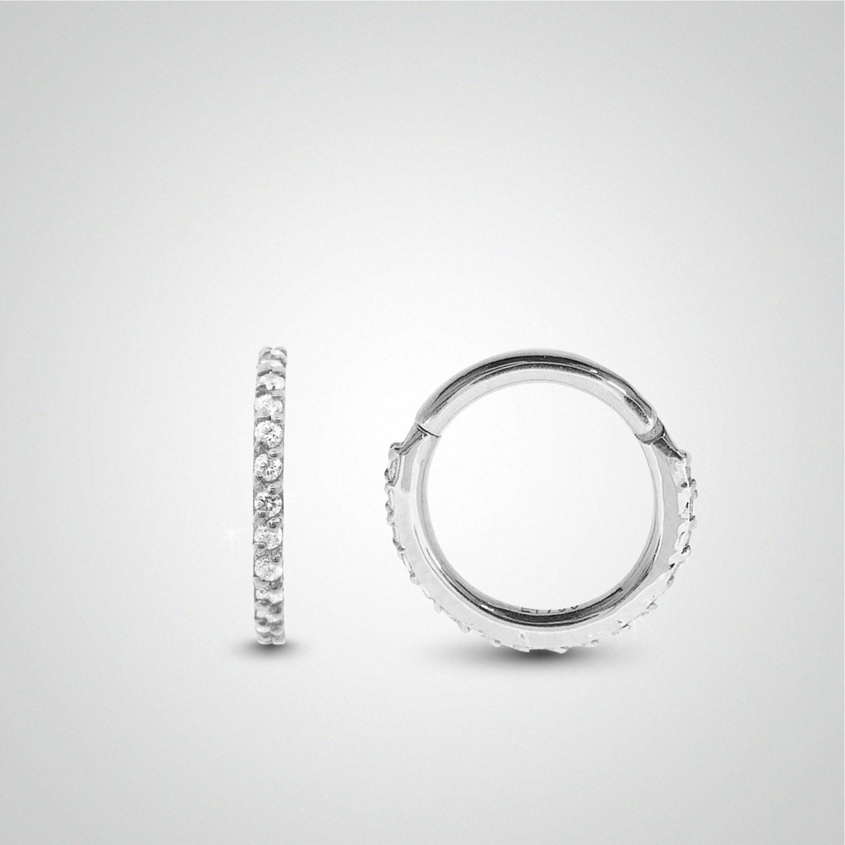 Anneau conch : clicker en or blanc avec cristaux de Swarovski
