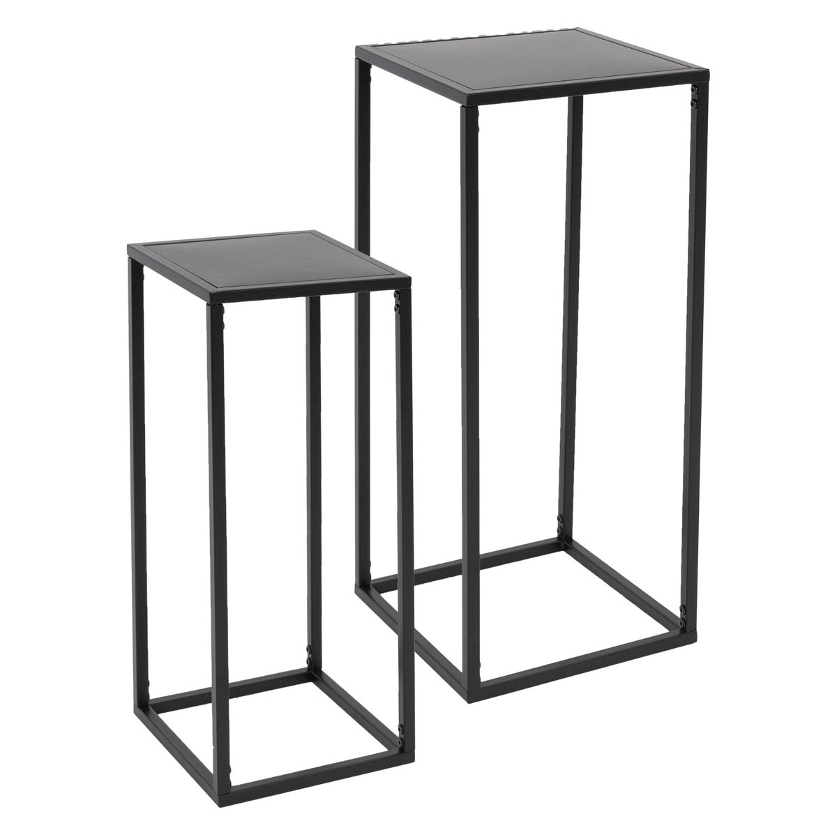 ML-Design Bloemenstandaards, Set van 2, Zwart, 20x60x20/30x70x30 cm, Moderne Bloempotstandaards, Weerbestendige en Robuuste Metalen Plantenstandaards, 2-delige Bloempothouder, Bloemenkruk, Bloempotdecoratie
