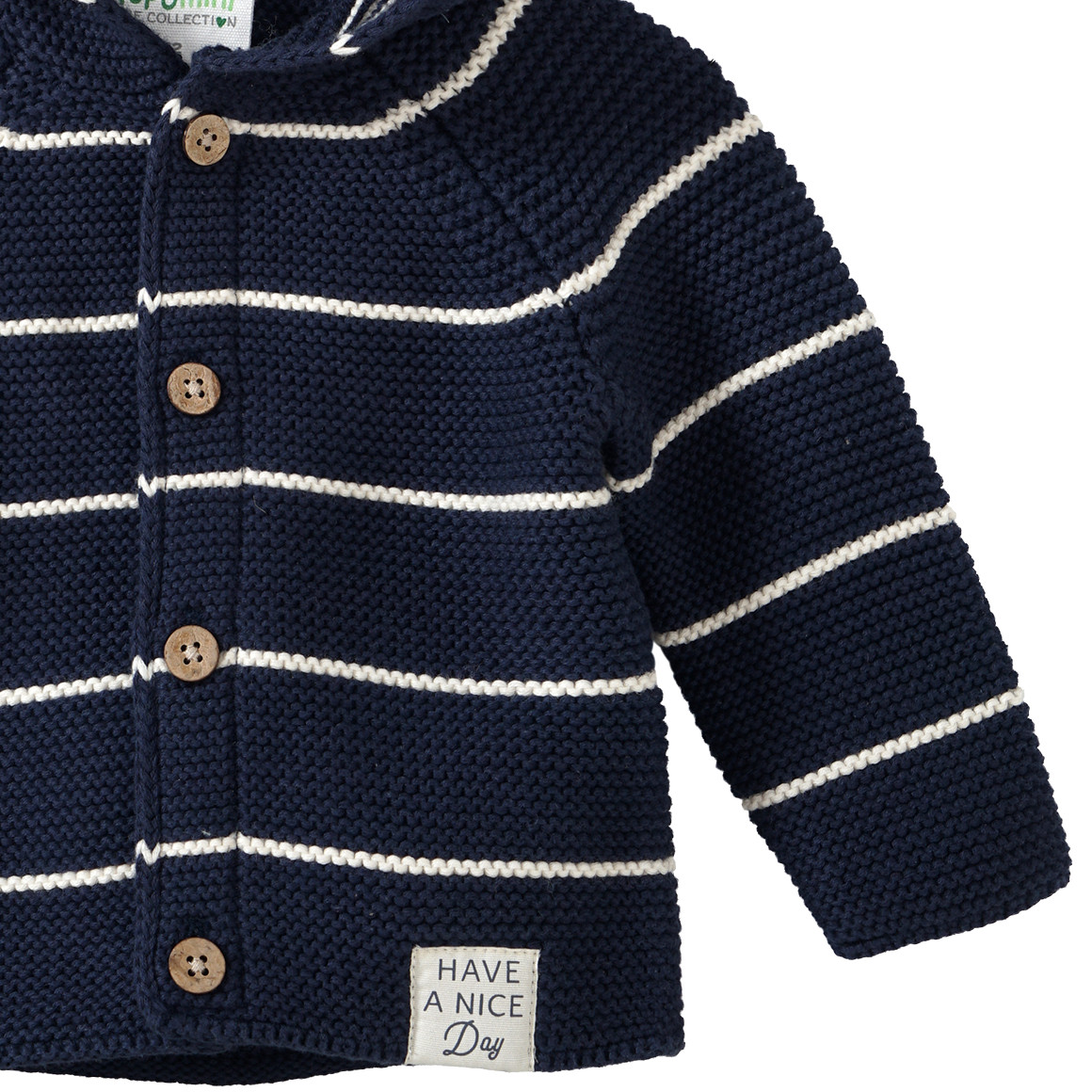 Topomini Pure Collection Newborn Strickjacke mit Öhrchen an der Kapuze dunkelblau