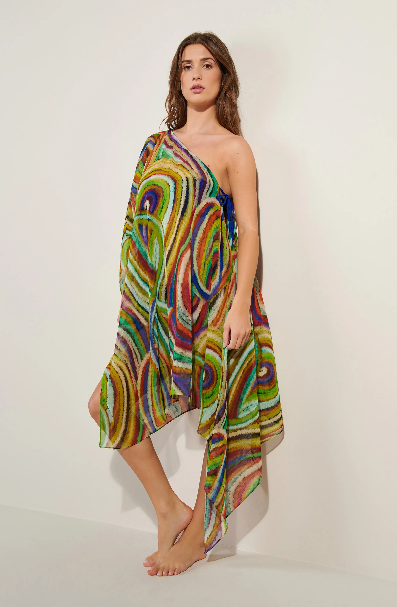 lizon Robe-poncho asymétrique imprimé MULTICOLORE Voile multicolore
