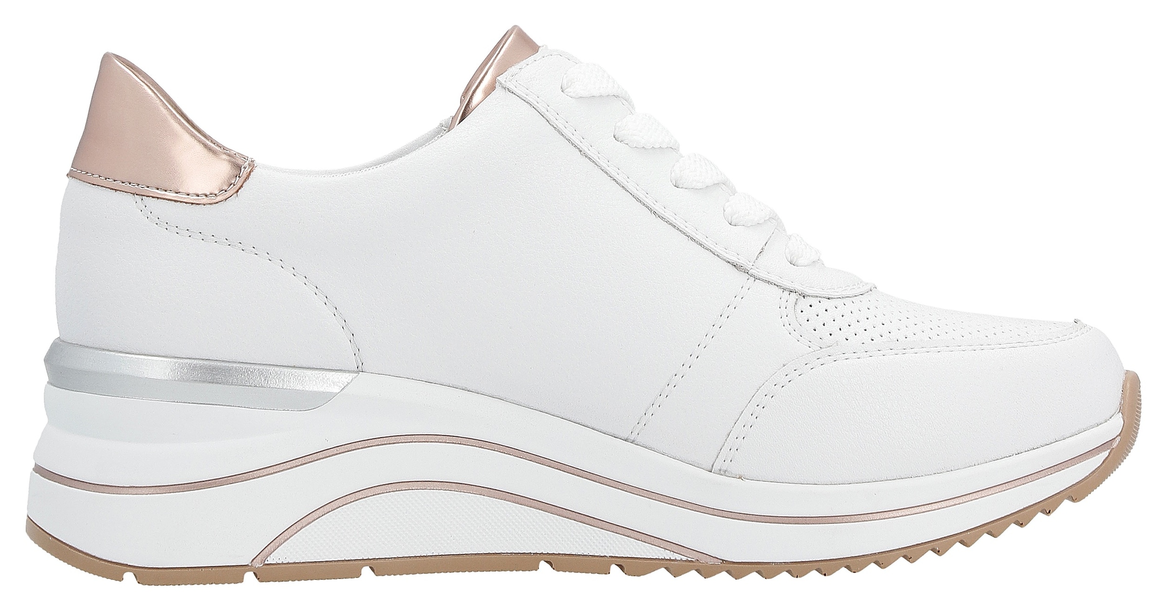 Remonte Keilsneaker  , Freizeitschuh, Halbschuh, Schnürschuh mit Metallic-Kontrastbesätzen
