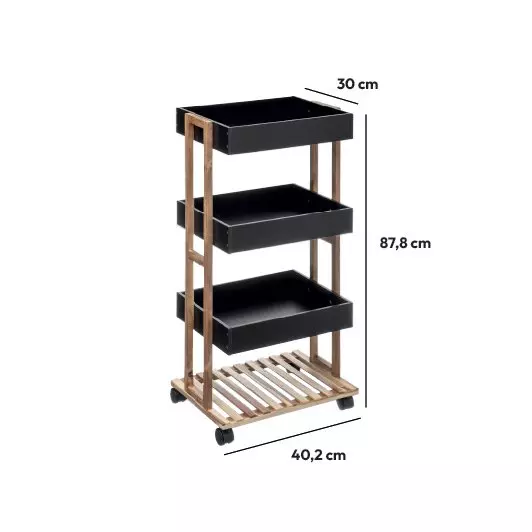 Desserte de cuisine 4 niveaux (H88 cm) Natureo Noir