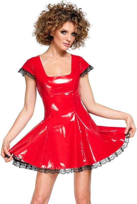 Black Level Vinyl Jurk - Rood