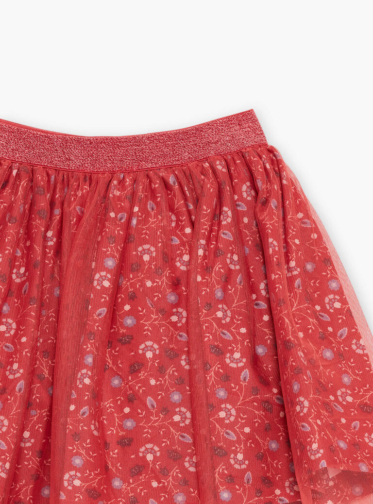 Jupe rouge esprit tutu à fleurs