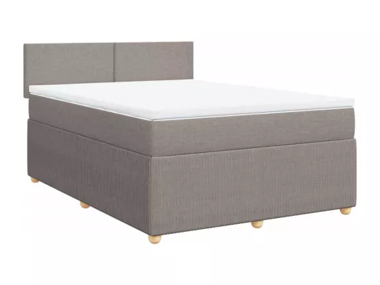 Sommier à lattes de lit avec matelas Taupe 160x200 cm Tissu