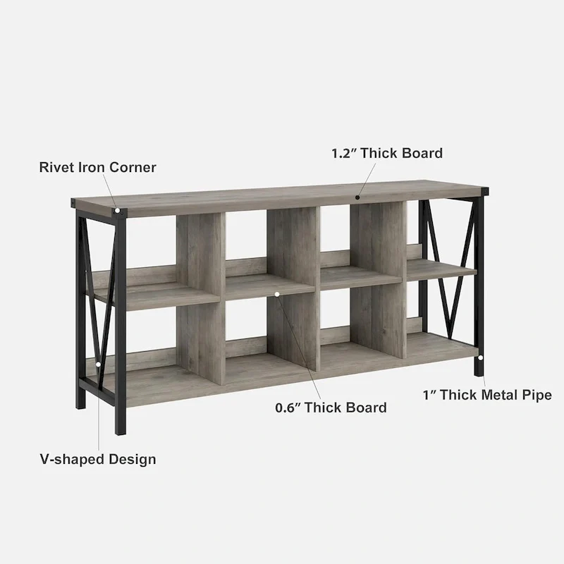 8 Cube Storage Organizer Bookcases, 3 Tier Metal Horizontal Bookcase
