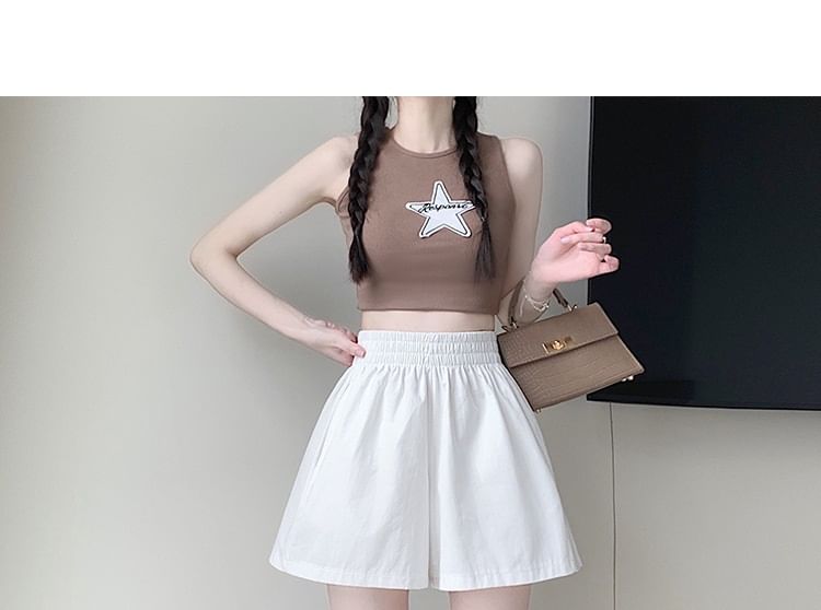 Klevy - Hoge taille effen shorts met wijde pijpen