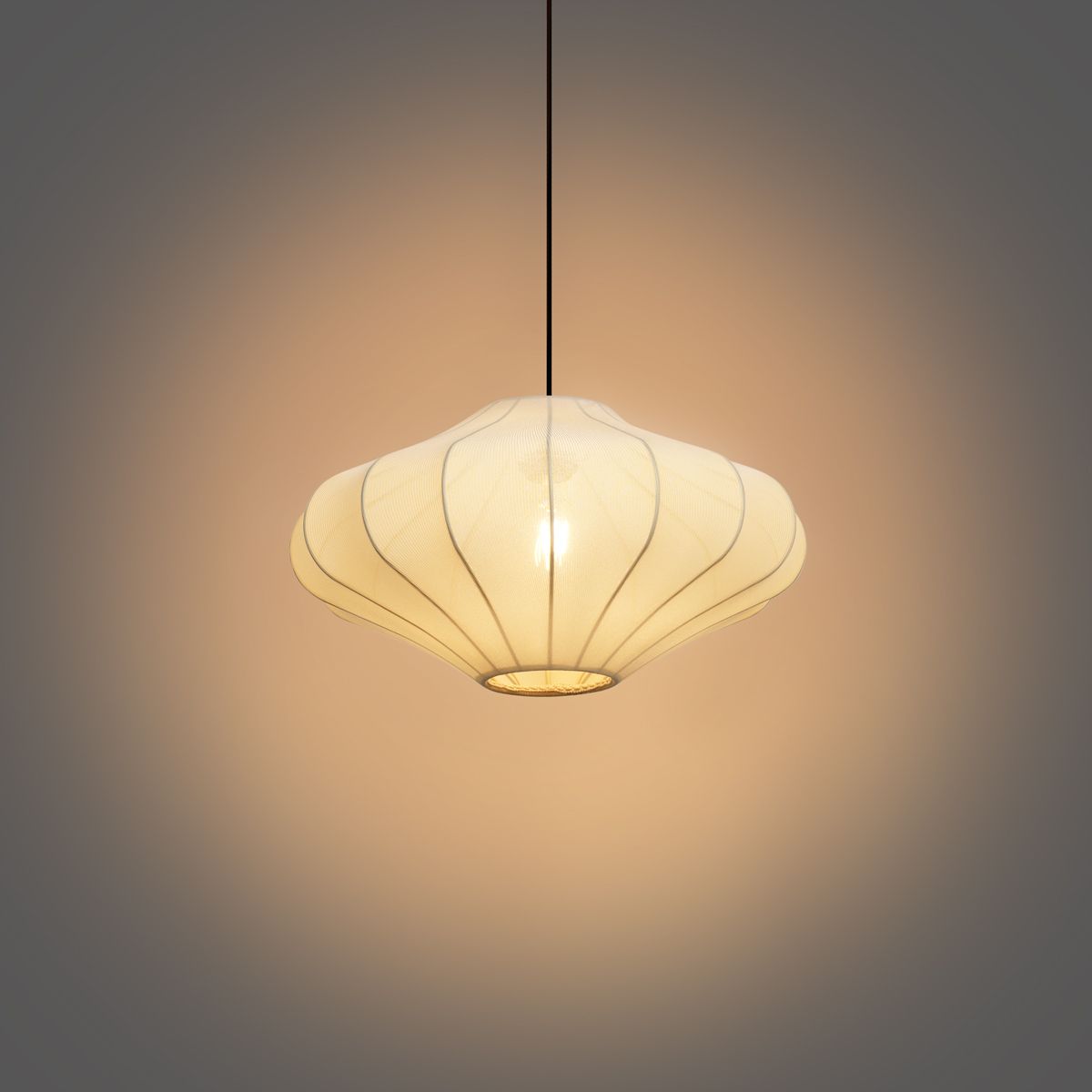 Japandi hanglamp beige met stoffen kap 50cm - Plu