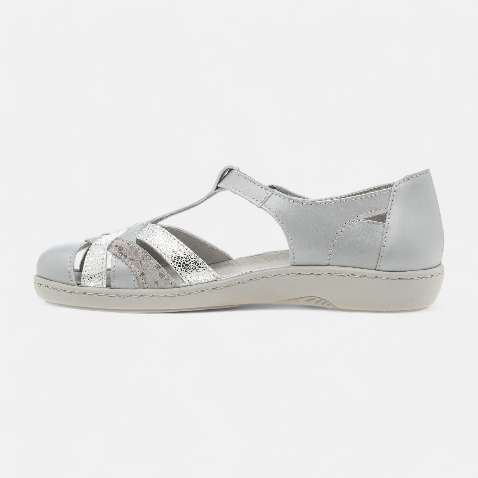 Nu-pieds confort Femme en cuir argent
