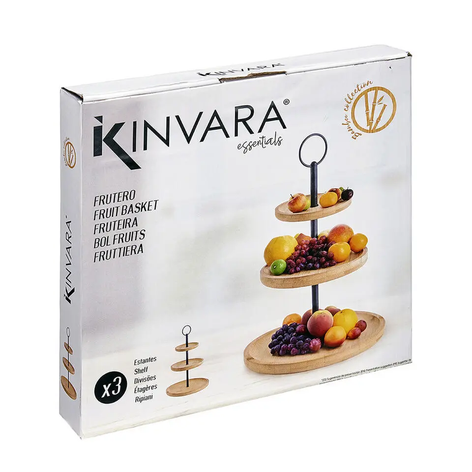 Kinvara Design Serveerplank 3 laags - D25 cm - bamboe - etagiere