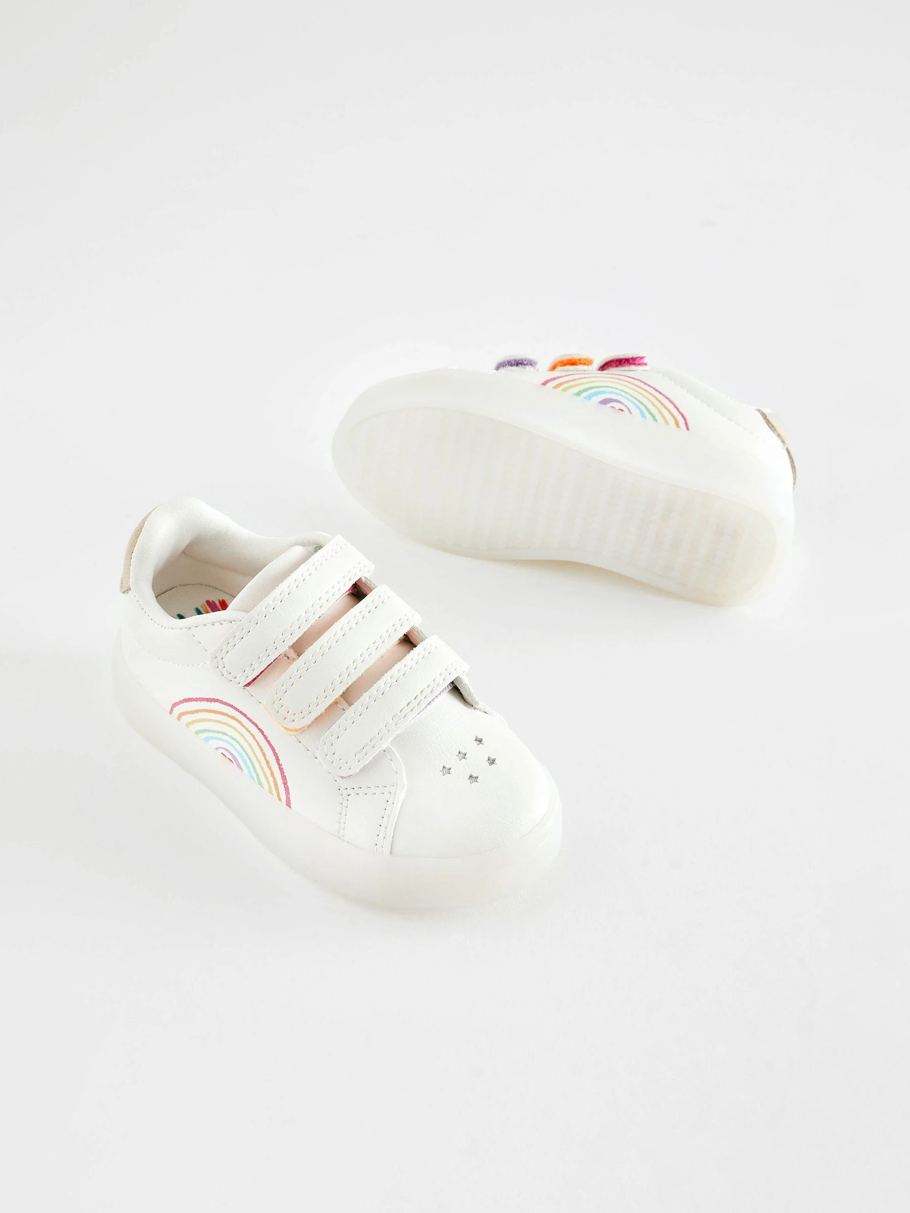 Wit regenboog - Touch Fasten Light Up Trainers