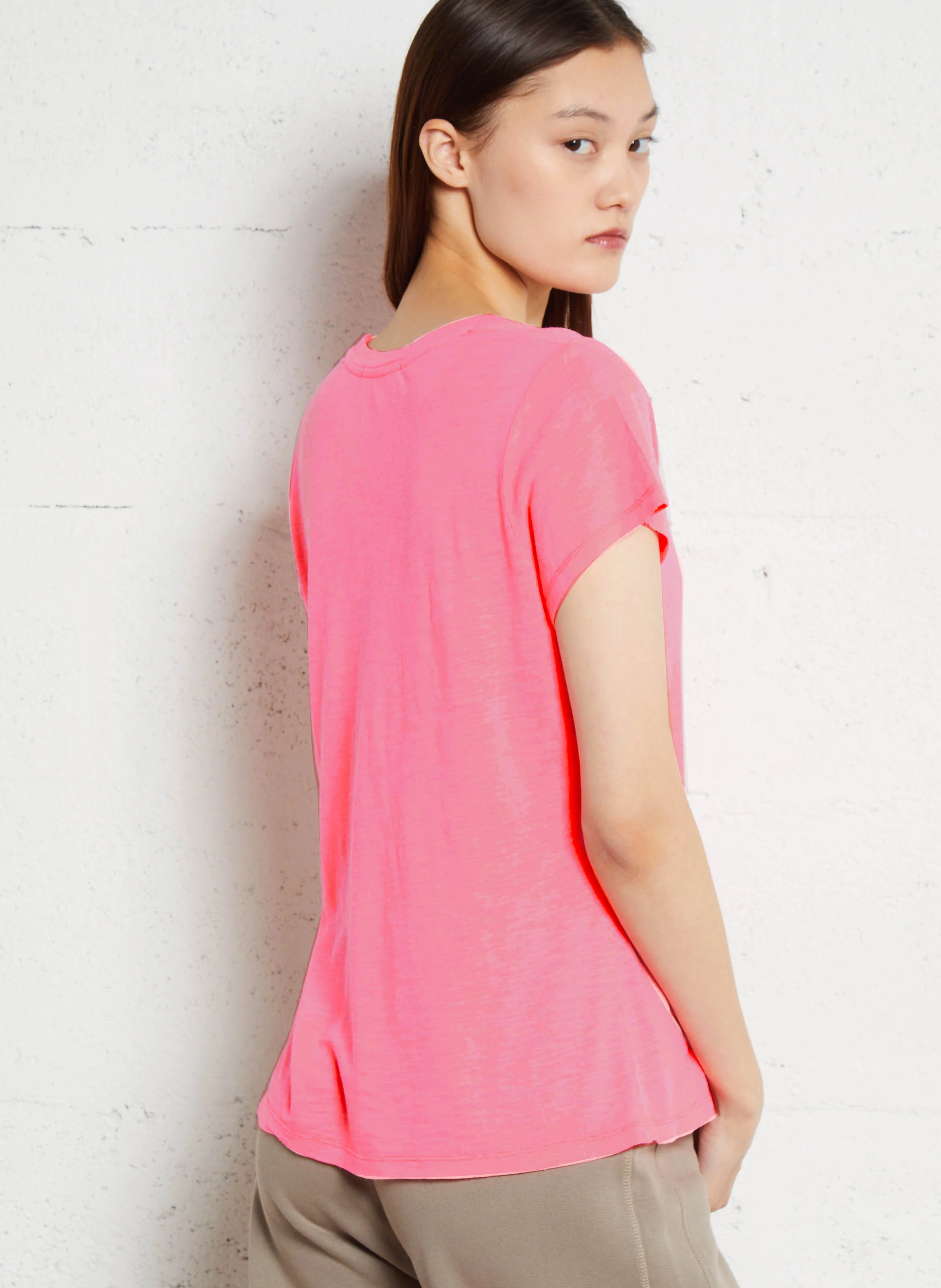 JACKSONVILLE - Tee-shirt col rond en coton mélangé | Rose