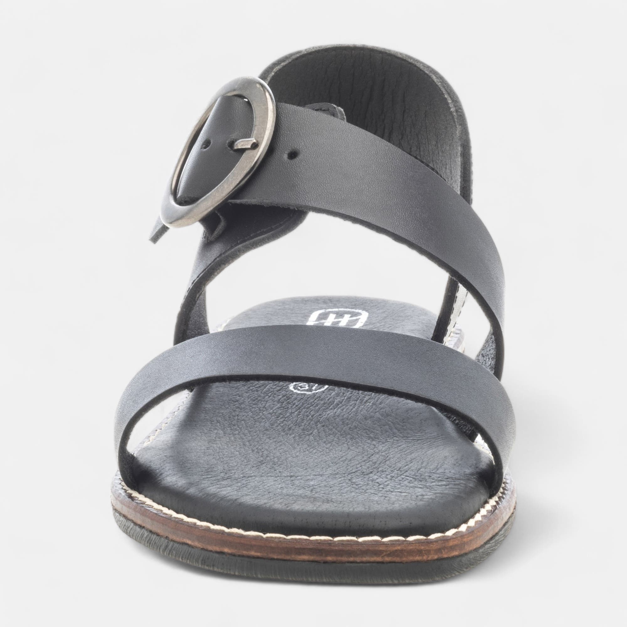 Nu-pieds Femme en cuir noir