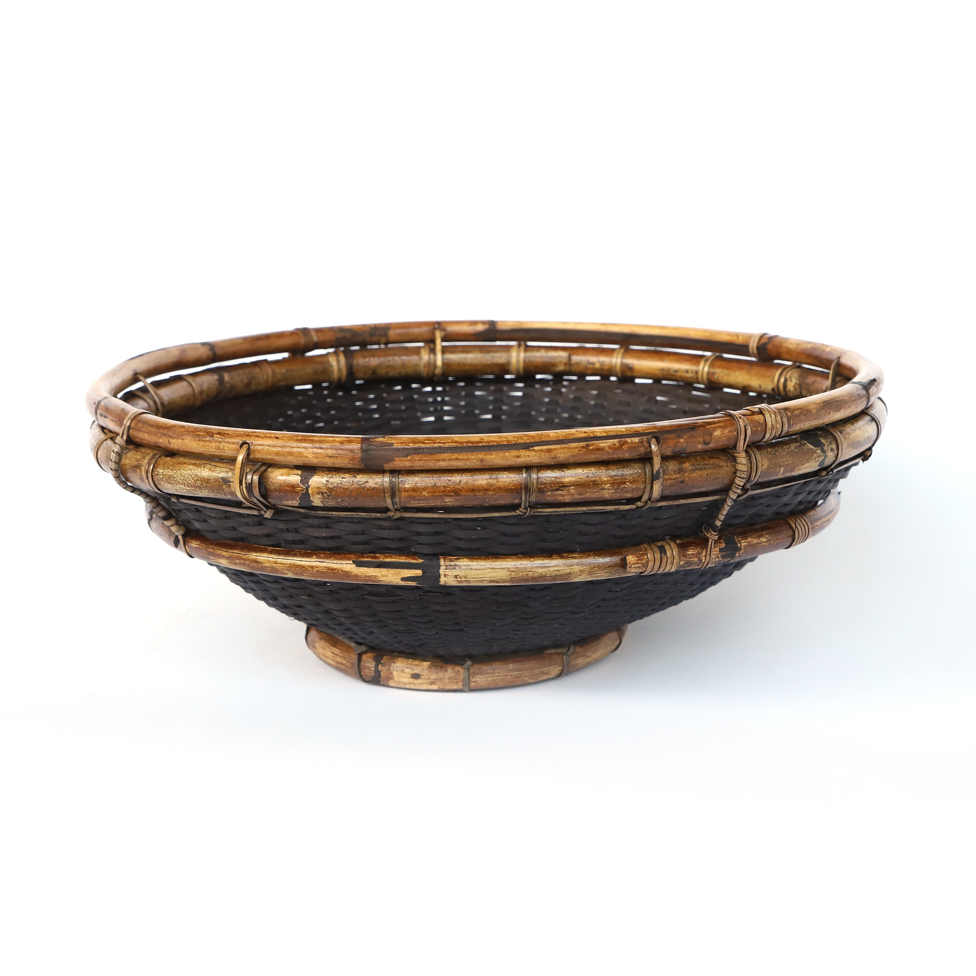 Korb-Schale aus Rattan & Bambus, natur, braun, Ø 35 cm, H 12 cm von fischer's lagerhaus
