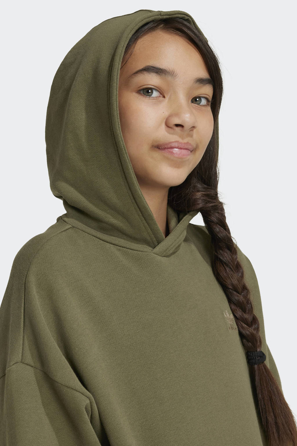 adidas oversized hoodie olijfgroen