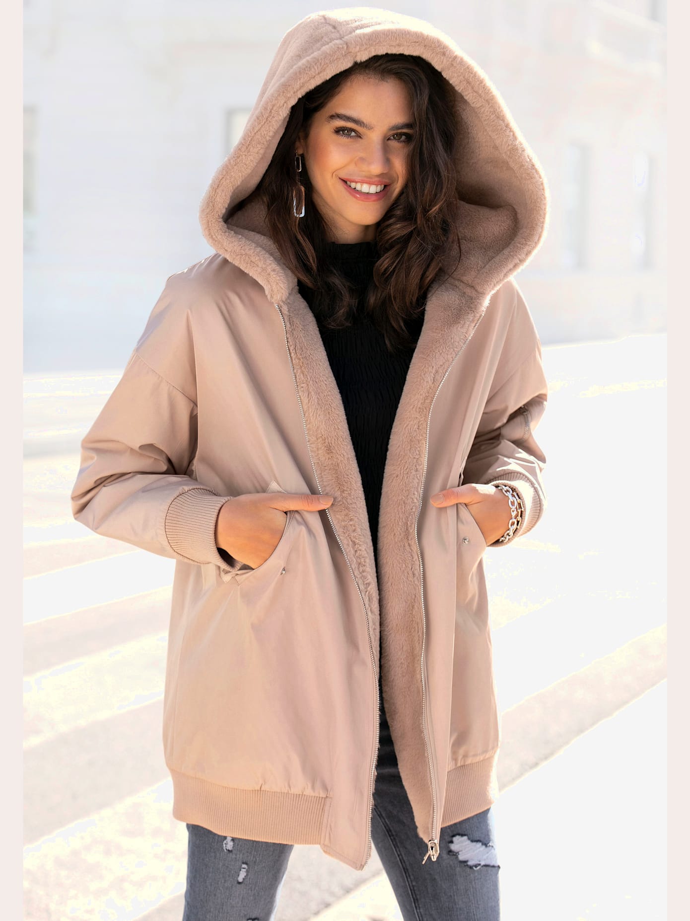 Veste réversible veste de mi-saison en peluche