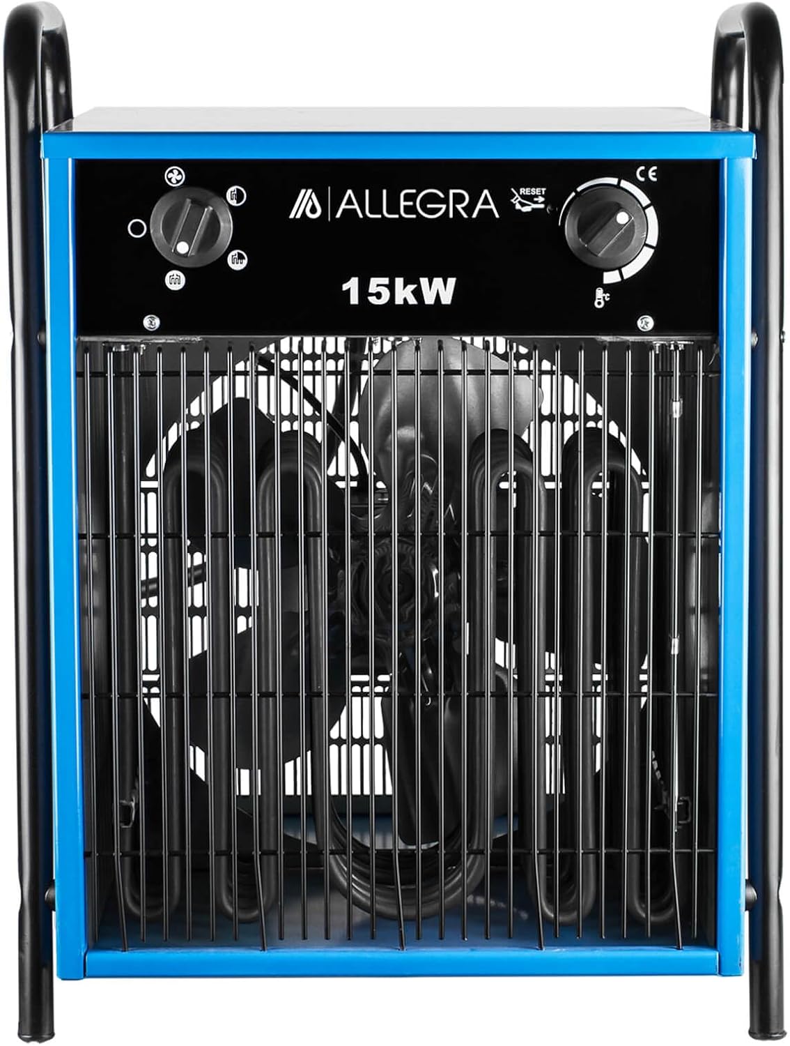 ALLEGRA Heizlüfter 15 kW 400 V Starkstrom | Elektroheizer Bauheizer Heizgebläse für Baustelle, Industrie & Werkstatt | Profi Heizgerät mit Thermostat & Überhitzungsschutz