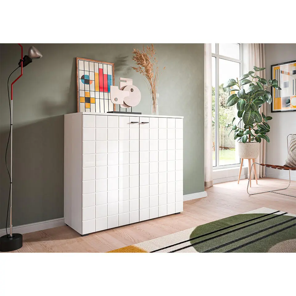 Hioshop Monte dressoir 2 deuren wit hoogglans