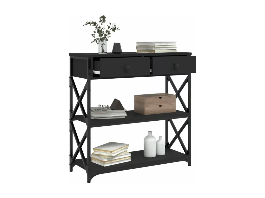 Table console noir 75x28x75 cm bois d'ingénierie