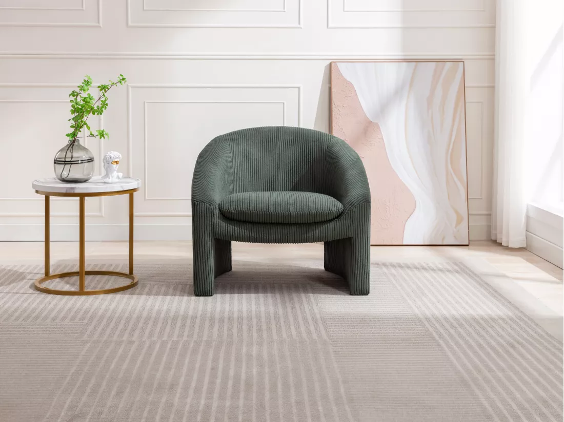 Fauteuil en velours côtelé vert OSSANA