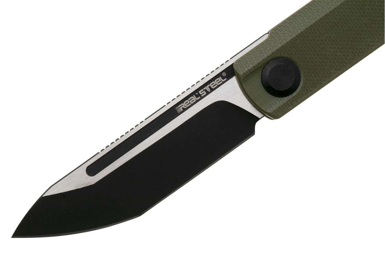 Real Steel G-Tanto EDC 7801GT Two-Tone Finish Nitro-V, OD Green G10, slipjoint zakmes, Ostap Hel design