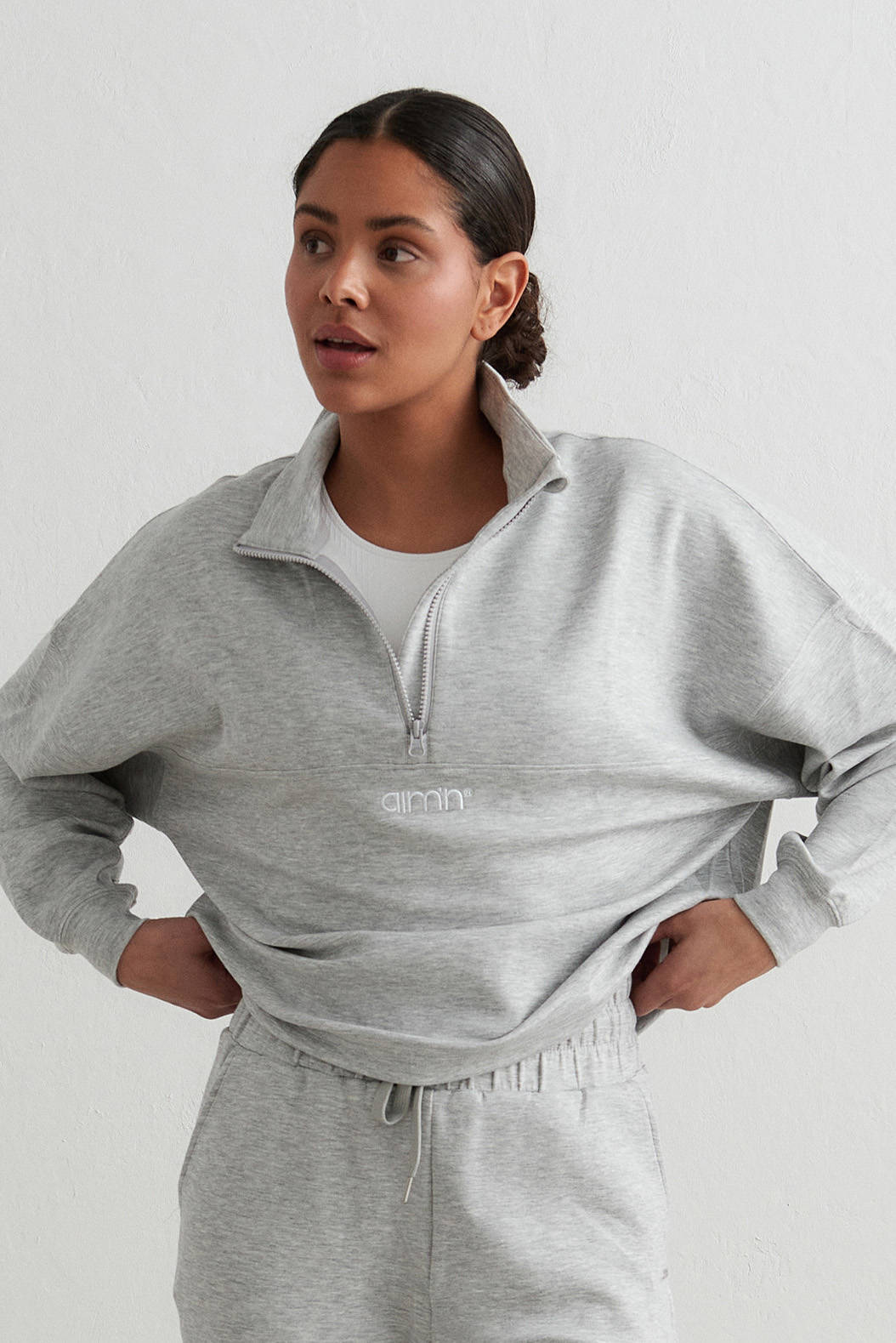 Aim'n sportsweater lichtgrijs melange