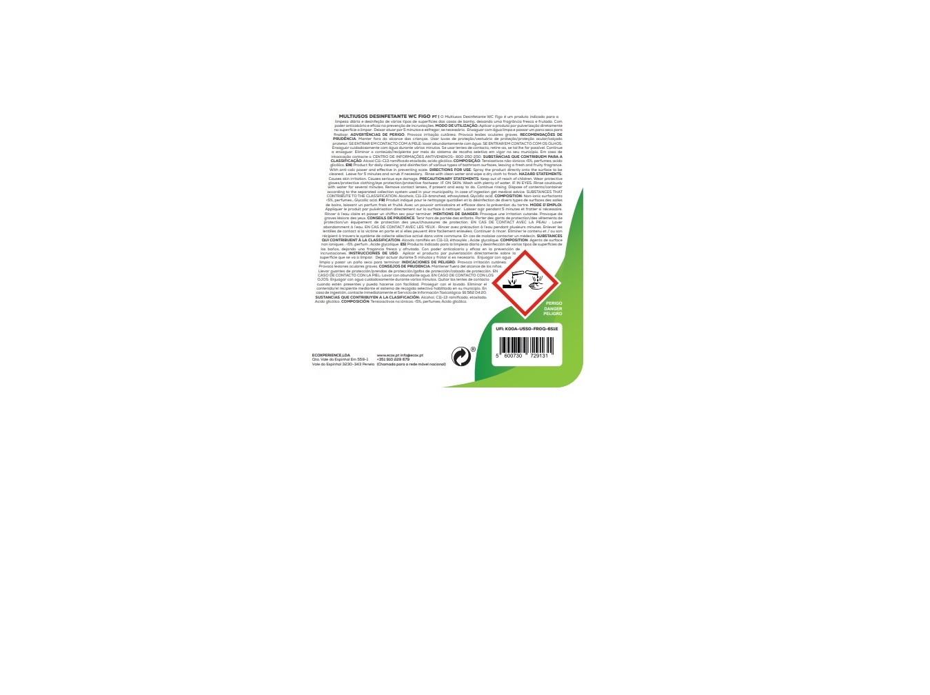 LIMPEZA MULTISUPERFICIES ECOX WC 850ML