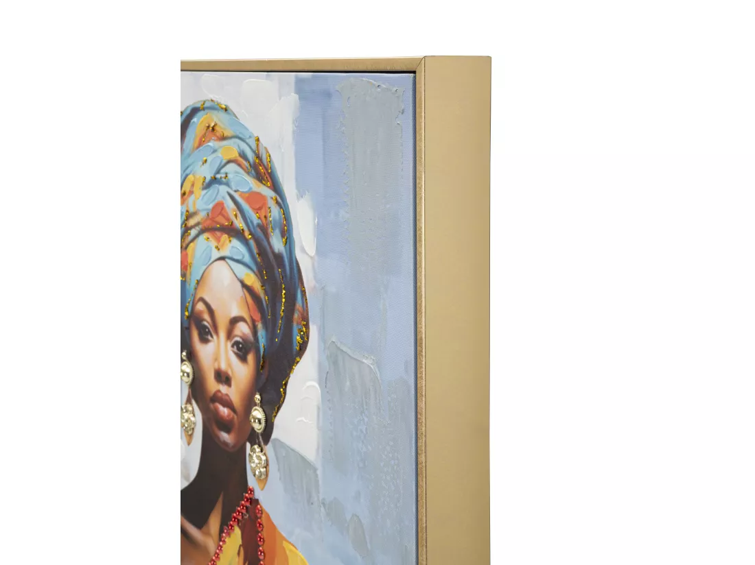 Peinture de femme multicolore sur toile avec cadre 52x4,5x152 cm