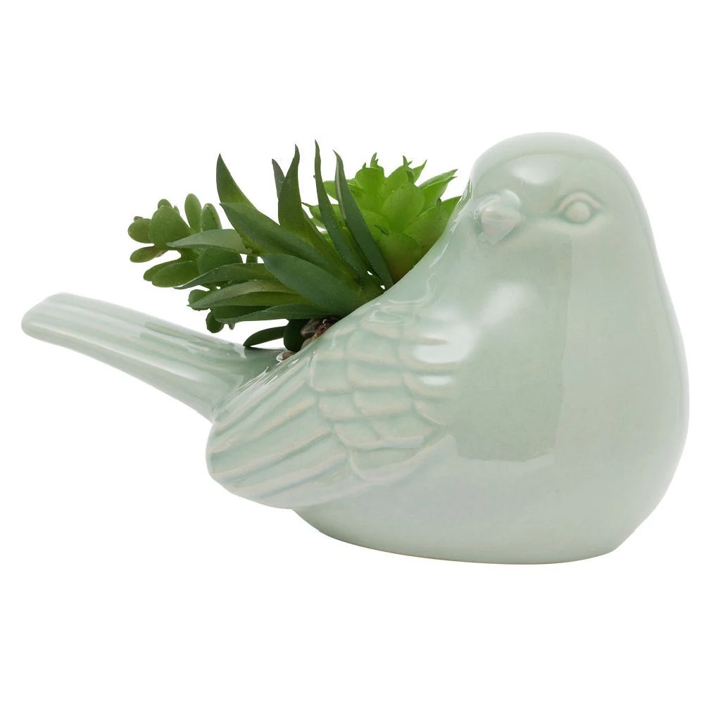 Plante artificielle pot oiseau en céramique H9cm