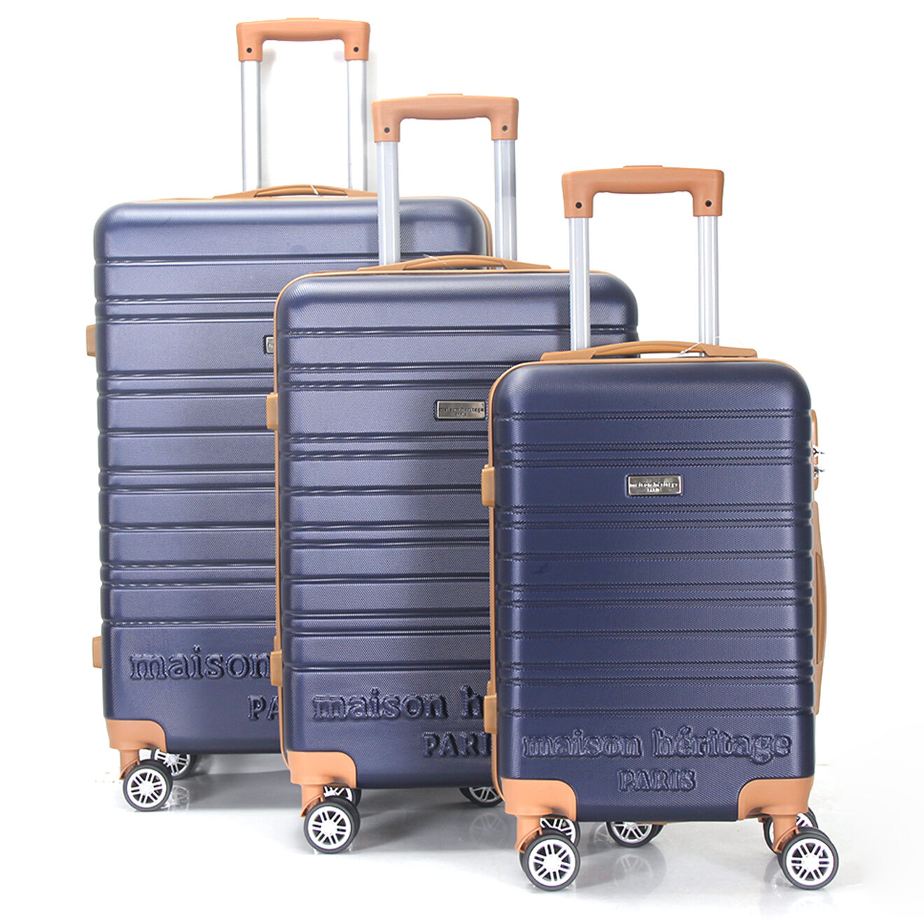 Maison Héritage 3 Valises 4 roues doubles Madeleine 50/60/70 cm bleu marine