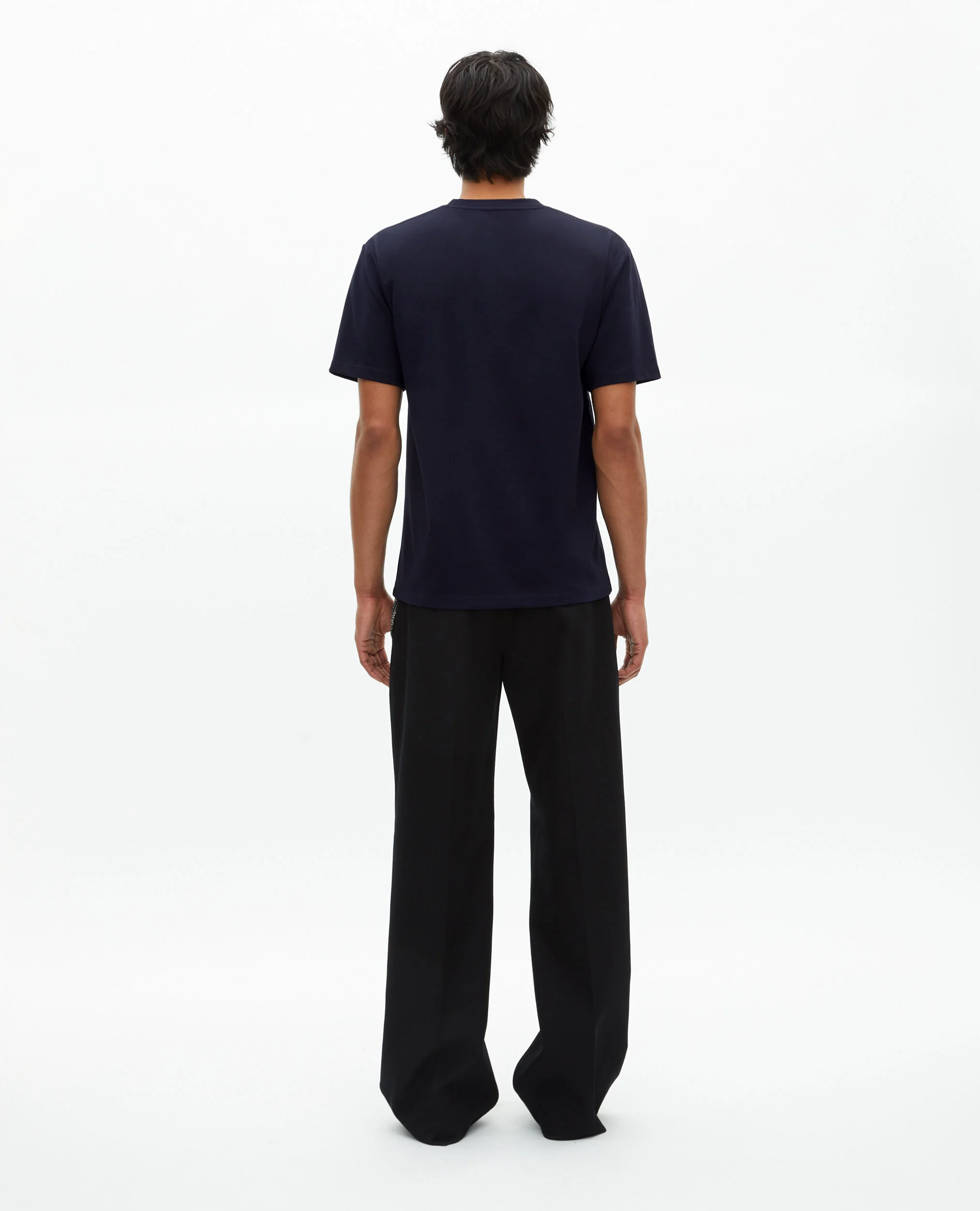 T-shirt Mixte droit uni bleu marine